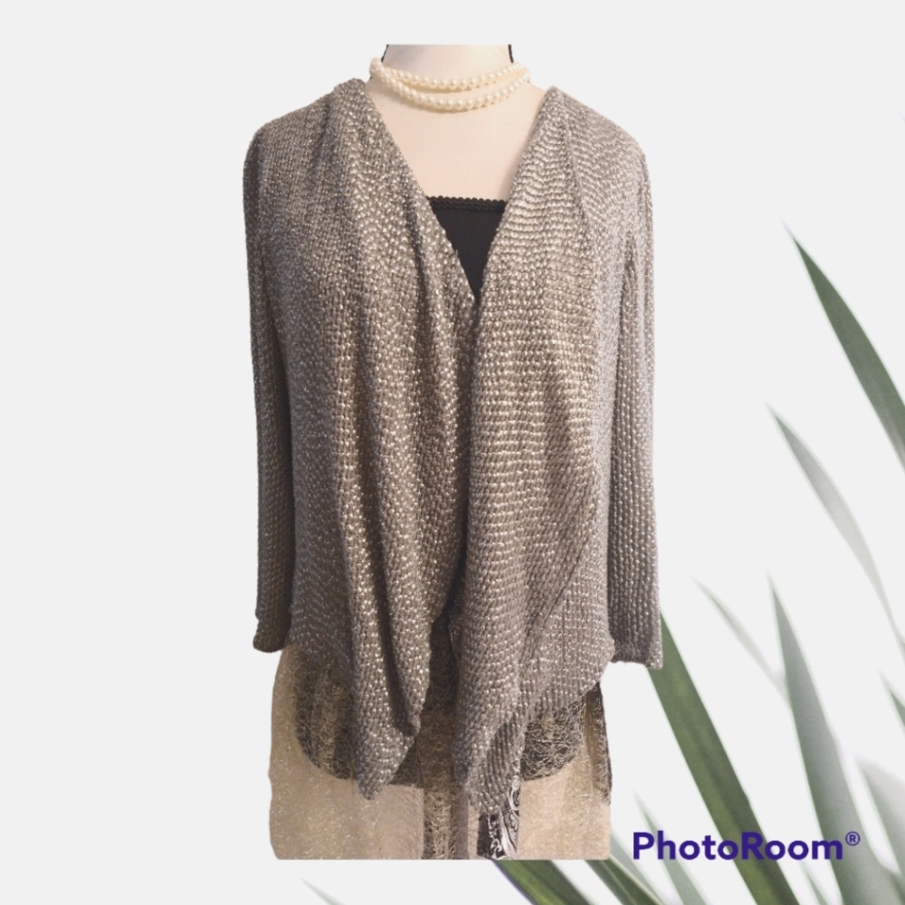 Silver Sequin Jacket 100% Silk - image 1